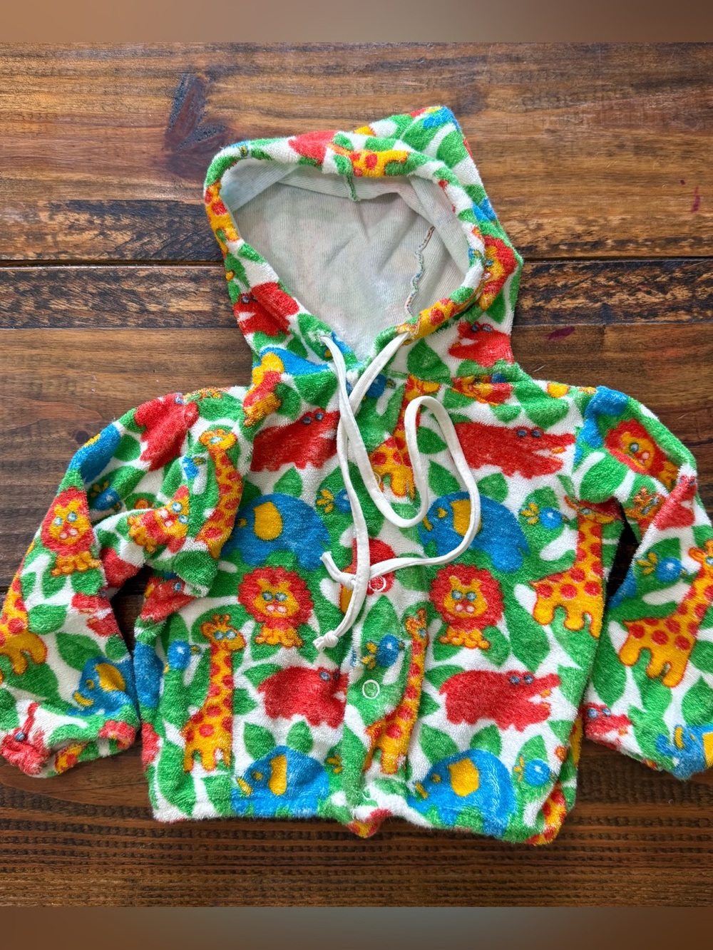 Vintage Carters Terrycloth Jacket Jungle Lion Hippo Animal Bright 80s 90s 12 m